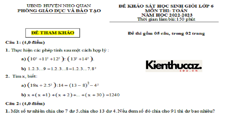 Toán Học Dành Cho Học Sinh Giỏi Lớp 6